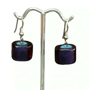 NWOT purple & blue Venetian glass dangle earrings